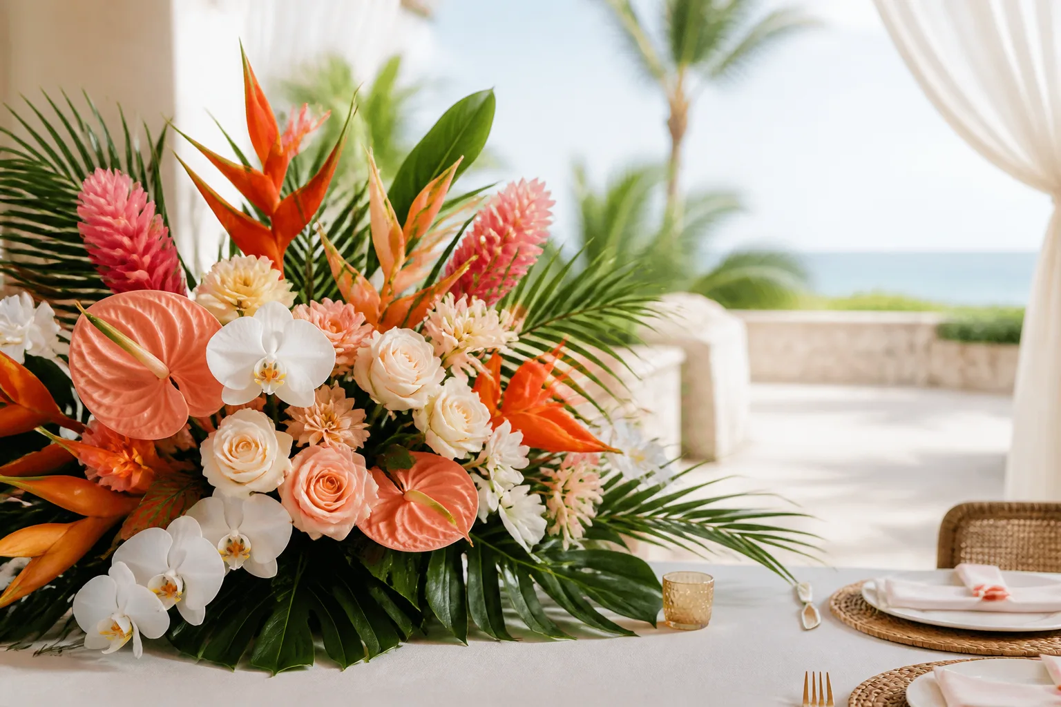 Custom tropical floral arrangement